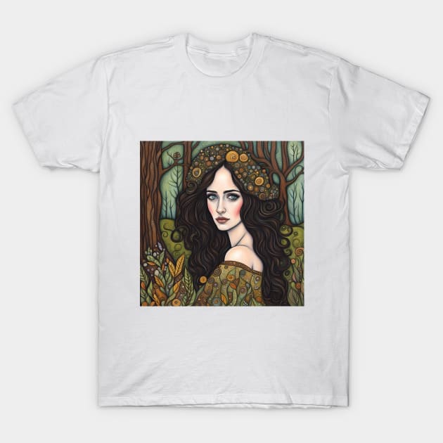 Eva Green as a fairy in the woods T-Shirt by Colin-Bentham